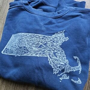 Levitate Massachusetts Surf Skate Blue Graphic Crewneck Sweatshirt Mens Medium